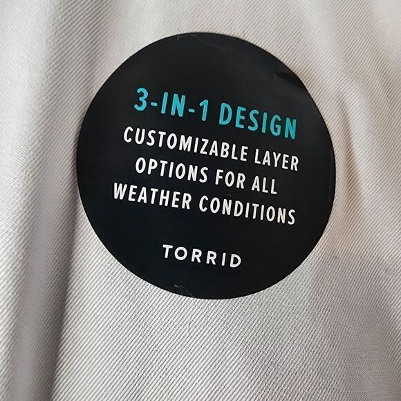 6X 30W Torrid Grey 3 in 1 Twill Parka Faux Fur Hood coat jacket Convertible, rem - Picture 5 of 14